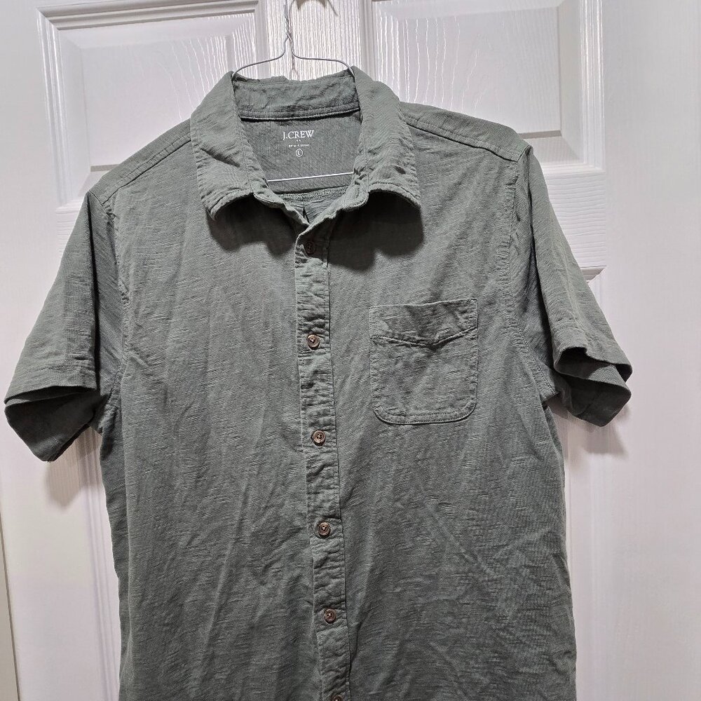 J Crew Men's Shirt Button Up Large Re-Imagined Line Short Sleeve 100% Cotton